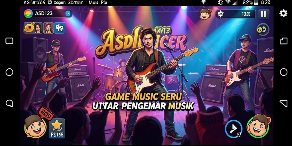 Tampilan gameplay dari ASD123 yang penuh warna dan ritme.