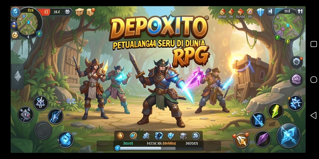 Screenshot utama DEPOXITO menampilkan aksi pertarungan RPG yang mendebarkan.