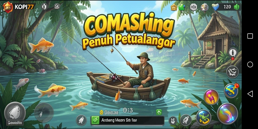 Tampilan gameplay KOPI77 yang menampilkan suasana memancing yang seru.