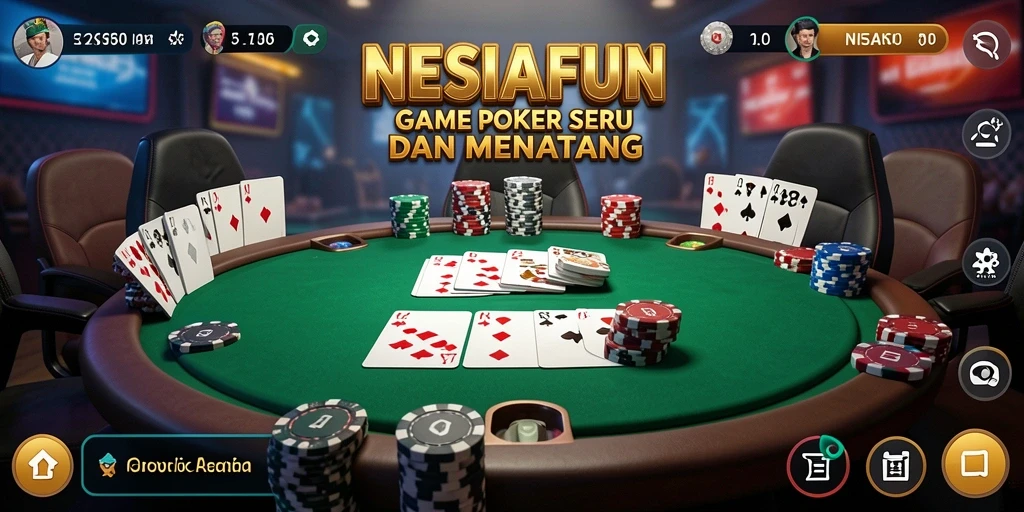 Tampilan gameplay seru dari NESIAFUN yang penuh strategi poker.