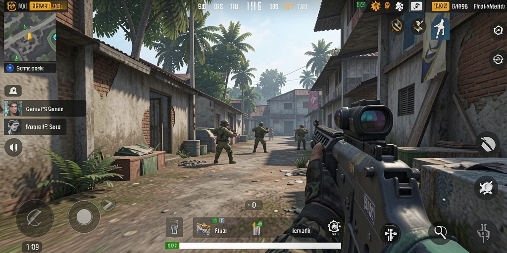 Screenshot RP99 menampilkan aksi gameplay FPS yang intens dan mendebarkan.