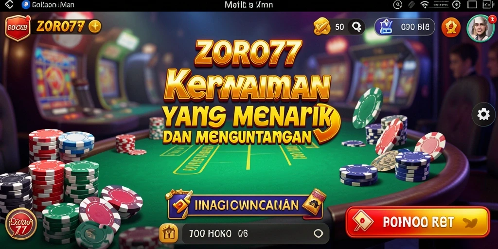 Screenshot ZORO77 menampilkan gameplay Kasino yang mendebarkan dan menyenangkan.